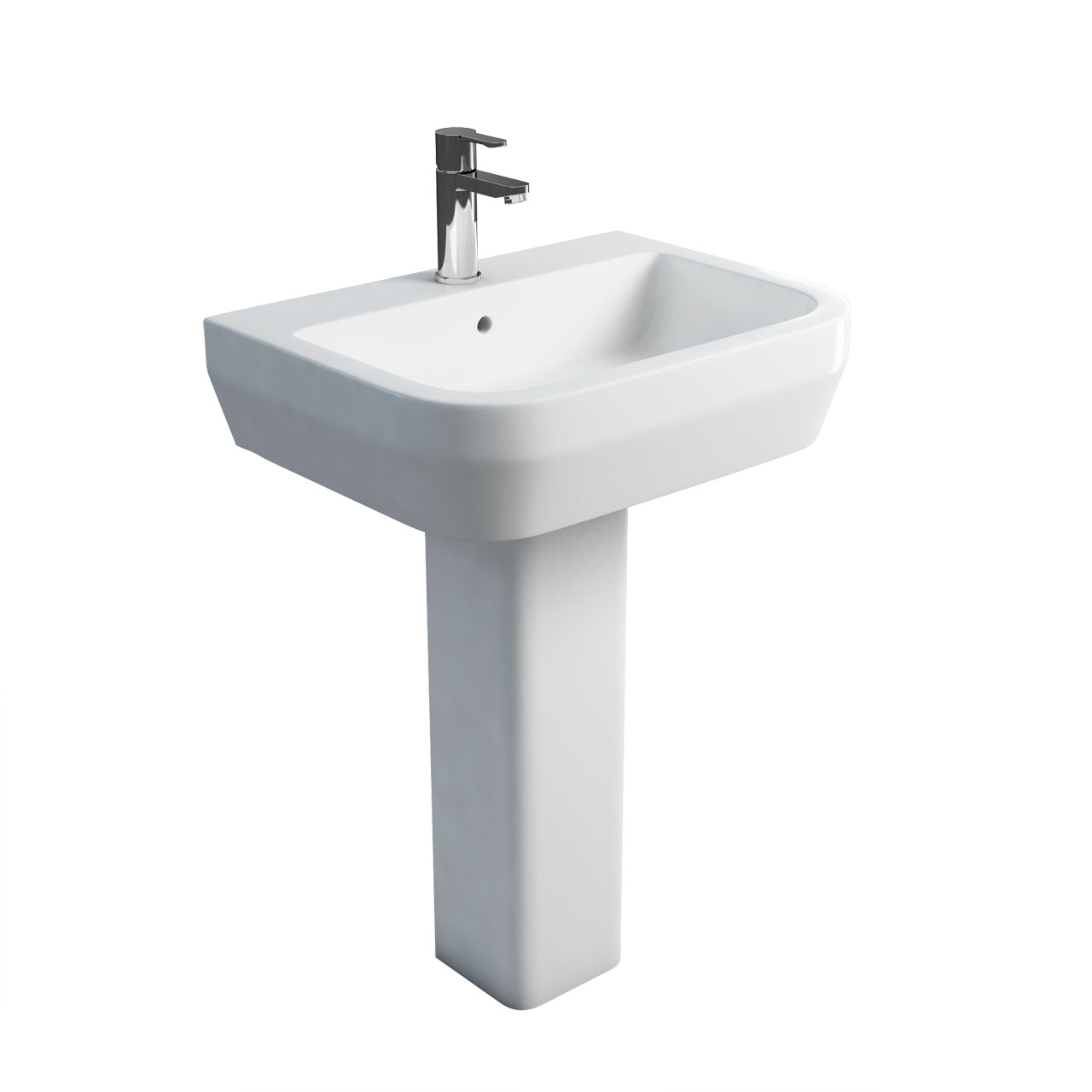 Curve S30 600 basin and square fronted pedestal